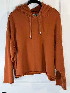 Fundamental Coast Women's XL Cropped Boxy Hoodie in Rust Orange
